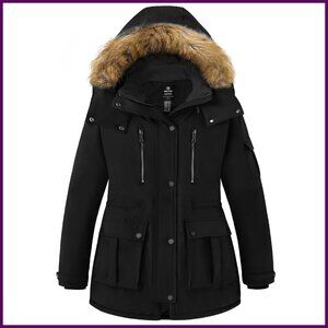 Plus Size Winter Parka with Hood, Waterproof Recycled Puffer Jacket